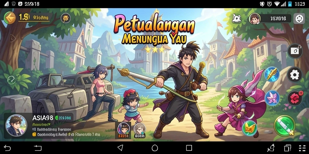 Tampilan gameplay ASIA918 yang penuh warna dan karakter keren.