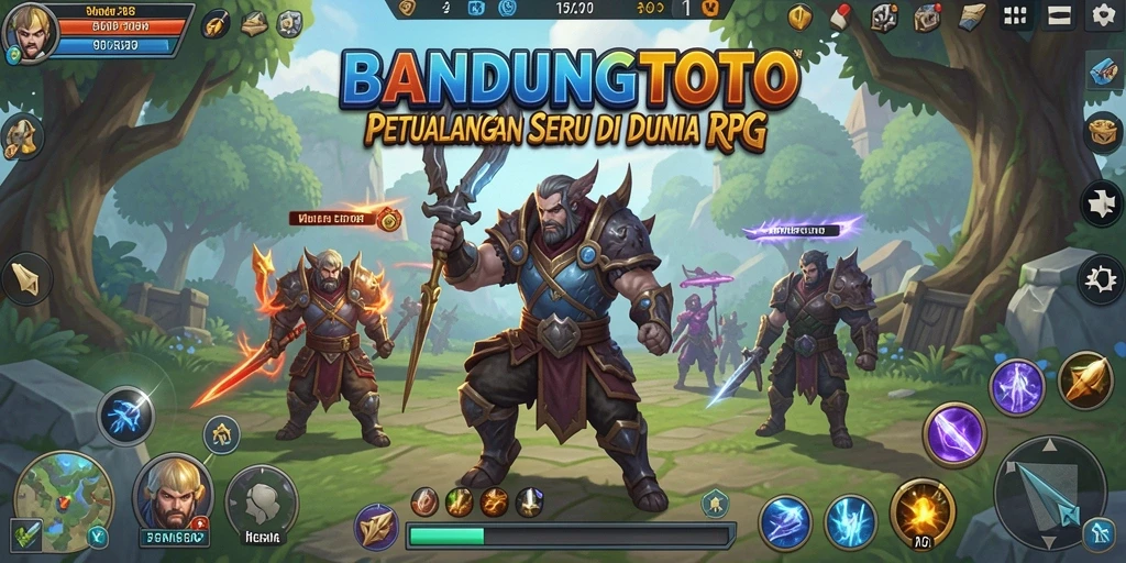 Screenshot utama BANDUNGTOTO menampilkan pertempuran epik di dunia RPG.