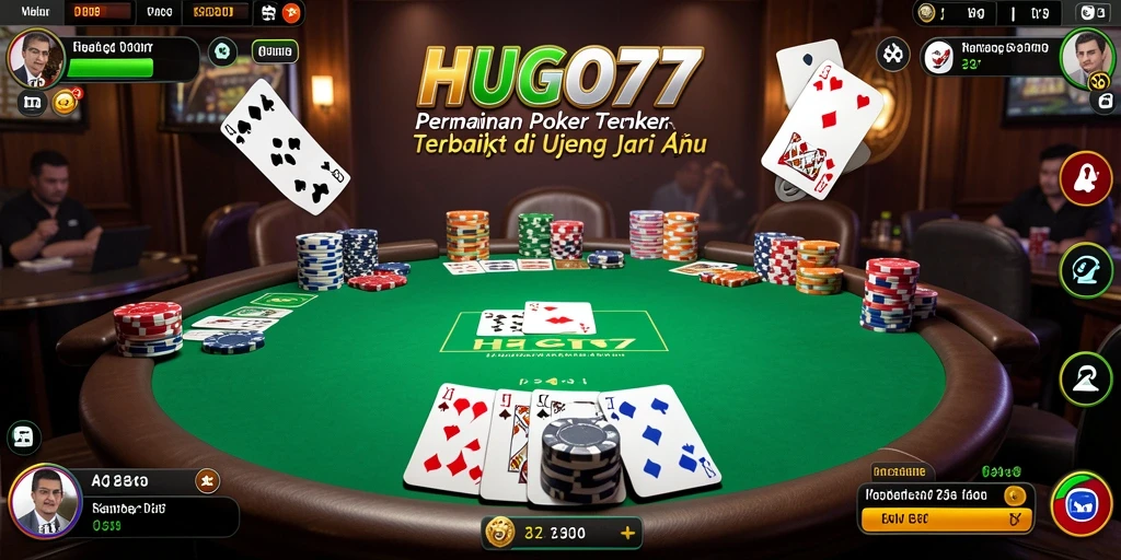 Tampilan gameplay Poker seru di HUGO77 yang mengundang ketegangan.