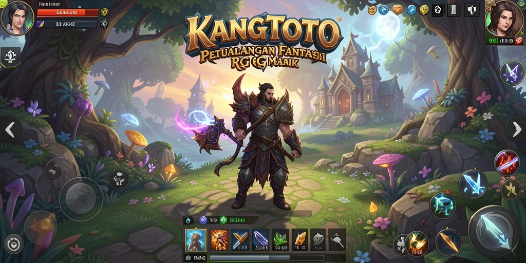 Tampilan gameplay KANGTOTO dengan petualangan epik dan pertarungan seru.