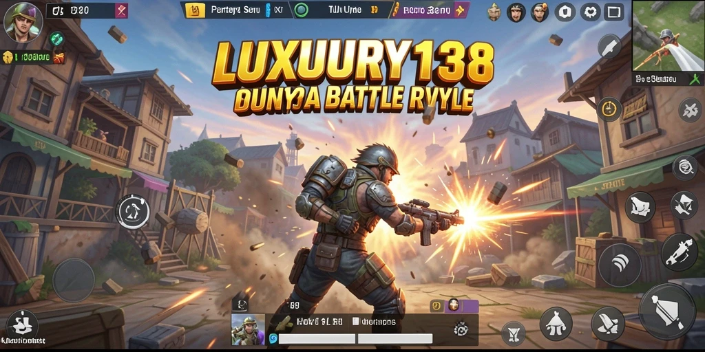 Screenshot LUXURY138 menunjukkan pertarungan seru dalam arena Battle Royale.