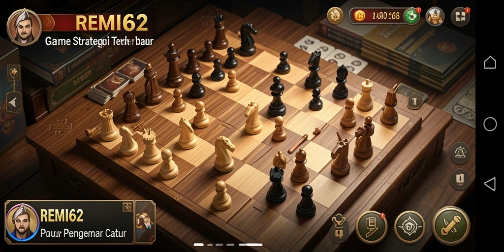 Screenshot gameplay <strong>REMI62</strong> menunjukkan aksi seru saat bermain strategi catur.