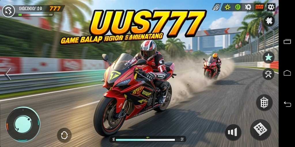 Screenshot utama UUS777 menampilkan balapan motor yang mendebarkan dan grafis menawan.