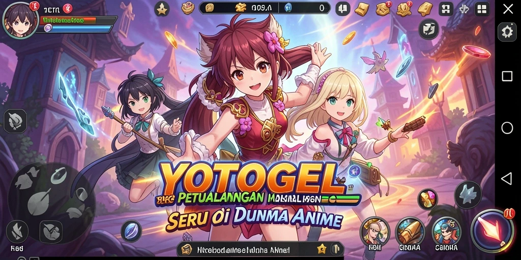 Screenshot gameplay YOTOGEL yang menampilkan karakter anime dalam pertempuran.